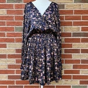 ☀️ Charles Henry Floral Blouson Blue Pink Long Sleeve Dress